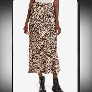 Free people Monterey slip skirt midi silky slip on leopard print medium